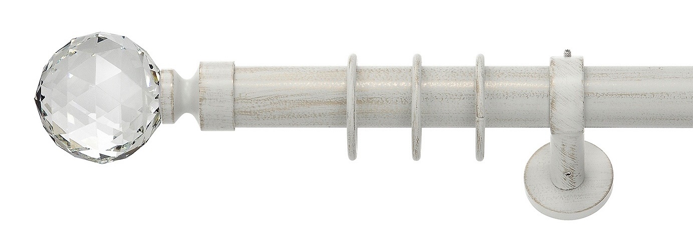 Klasyczny karnisz metalowy o średnicy 35 mm Kula Crystal z kolekcji Residence kolor biało-złoty