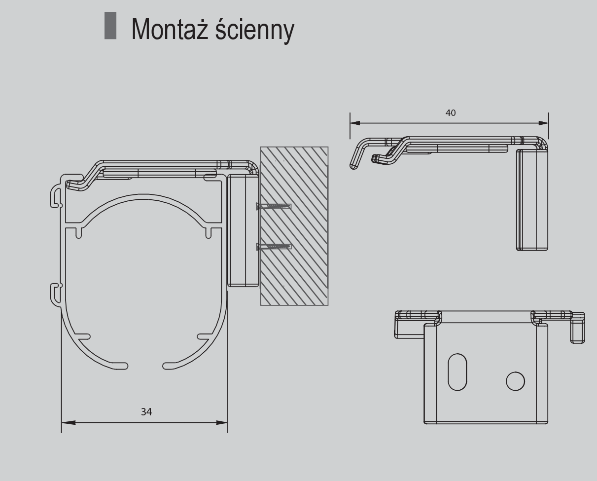 Instrukcja montażu ściennego mechanizmu rolety rzymskiej w kasecie zamkniętej