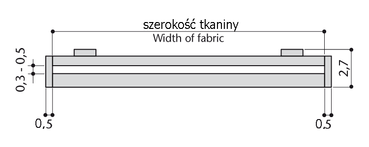 Mechanizm sznurkowy Lux 202 rolety rzymskiej - wymiary