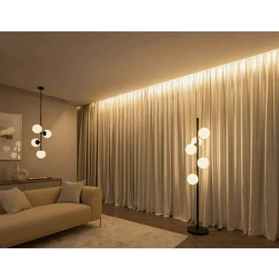 Aranżacja z szyną sufitową z oświetleniem LED