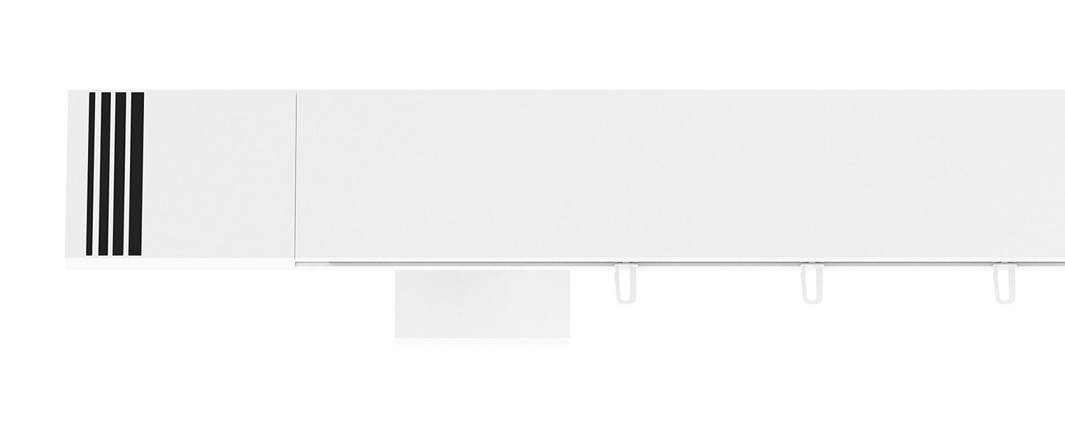 Aluminiowy karnisz szynowy Top-Line biały błysk z końcówką Modern