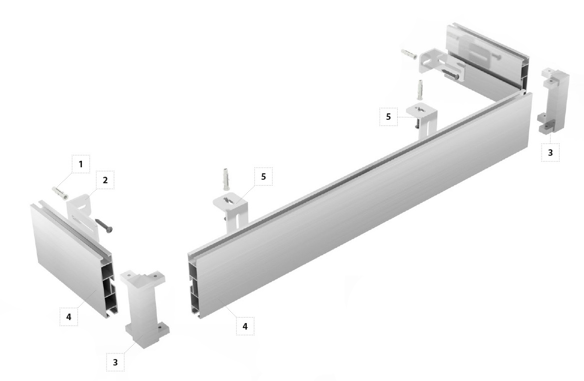 System karniszowy TopLine wariant montażu do sufitu z boczkami umocowanymi do ściany